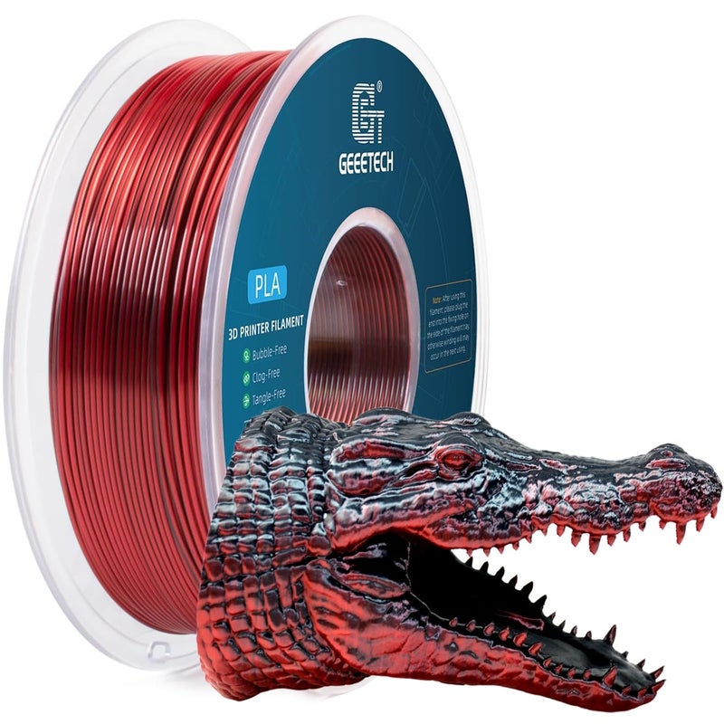 Geeetech خيوط PLA حرير 1.75 مم خيوط مزدوجة اللون، خيوط ثنائية اللون تشبه المعدن اللامع 1 كجم (2.2 رطل) 1 بكرة، دقة الأبعاد +/- 0.02 مم، أسود أحمر - Image 1
